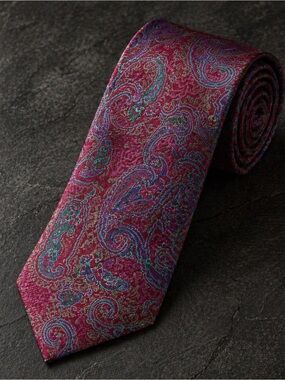 GIVENCHY Monsieur Silk Paisley Tie — Burgundy Jewel Tone | Paris Luxury Classic